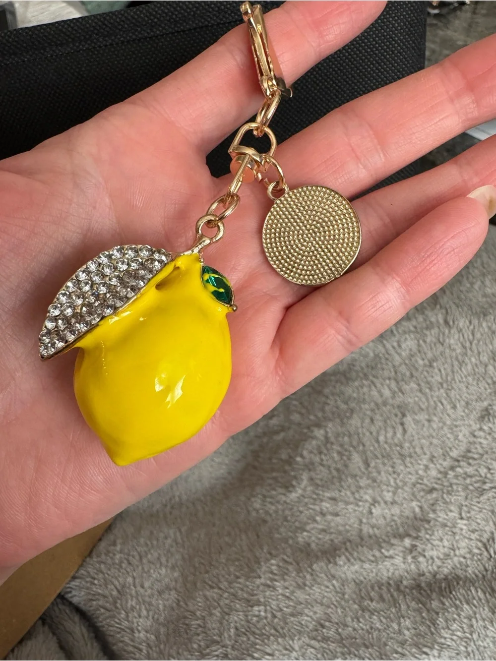 Lemon Charm Keychain Accessory - Yellow & Gold